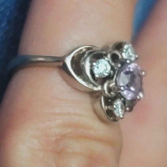 925 Sterling Silver Vintage Amethyst Ring Size 5 - Picture 5 of 9